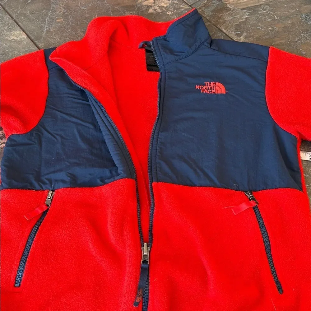 THE NORTH FACE Denali Fleece Full Zip Jacket Red/Blue Youth XL Vintage